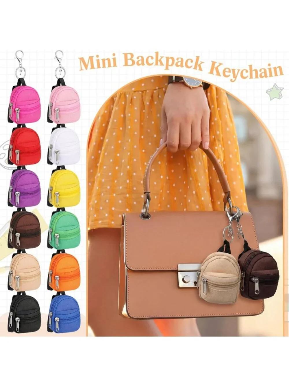 12 Pcs Mini Backpack Keychain Set | Cute Coin Purse & Lanyard Bags for Women